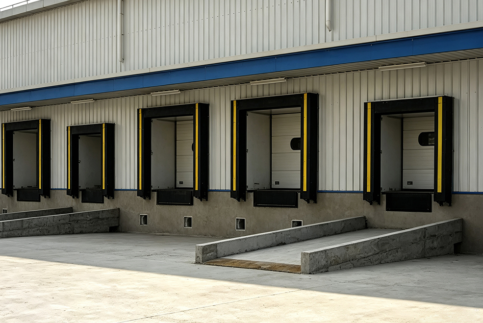 Entrance and exit of loading dock in cold storage
