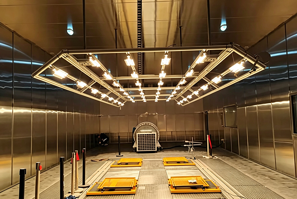 Entrance and exit of testing laboratory with high and low